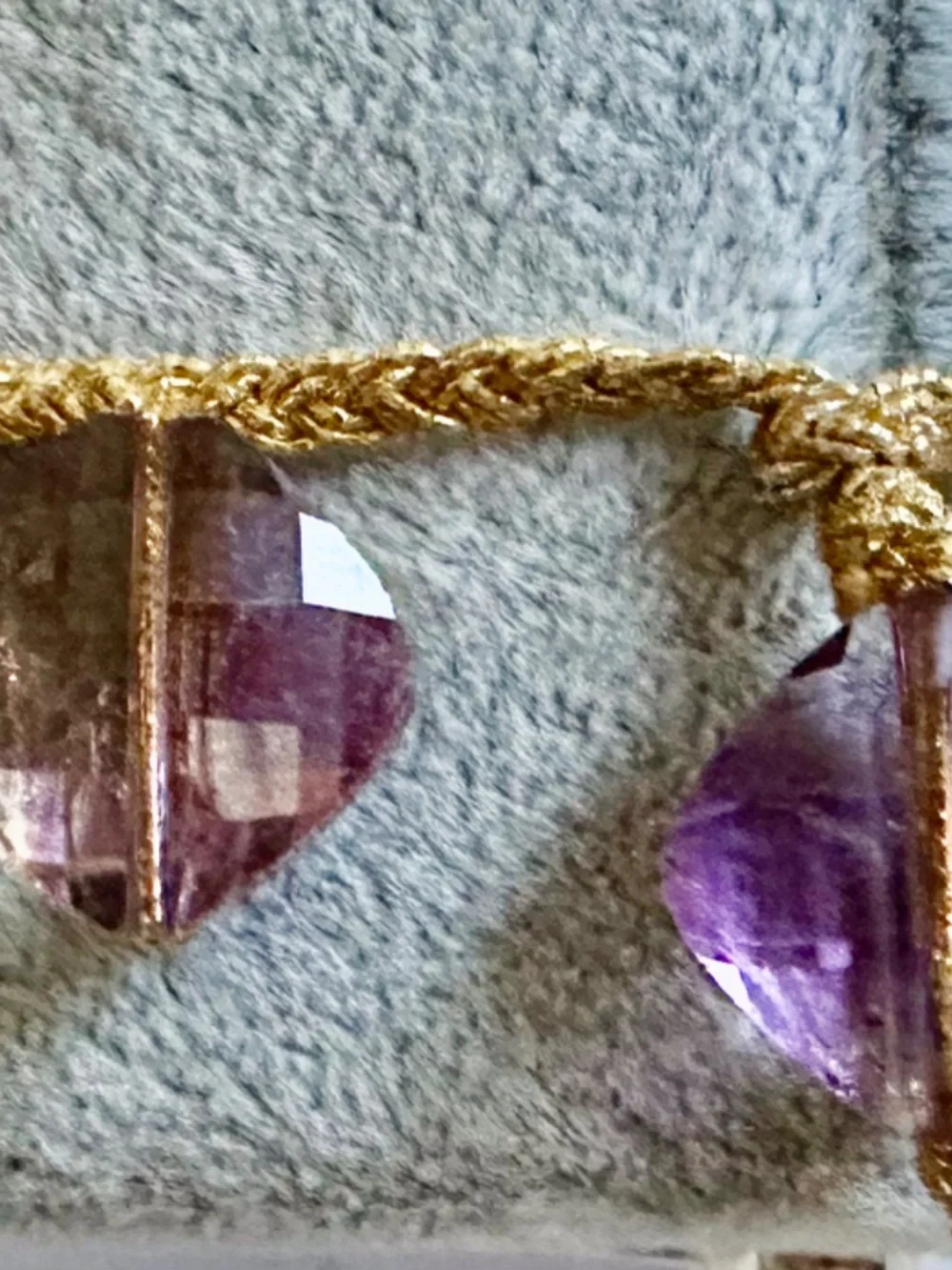 vintage Amertrine  vintage large faceted necklace purple golden highlights